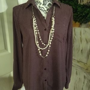 The limited Ashton size small polkadot button up